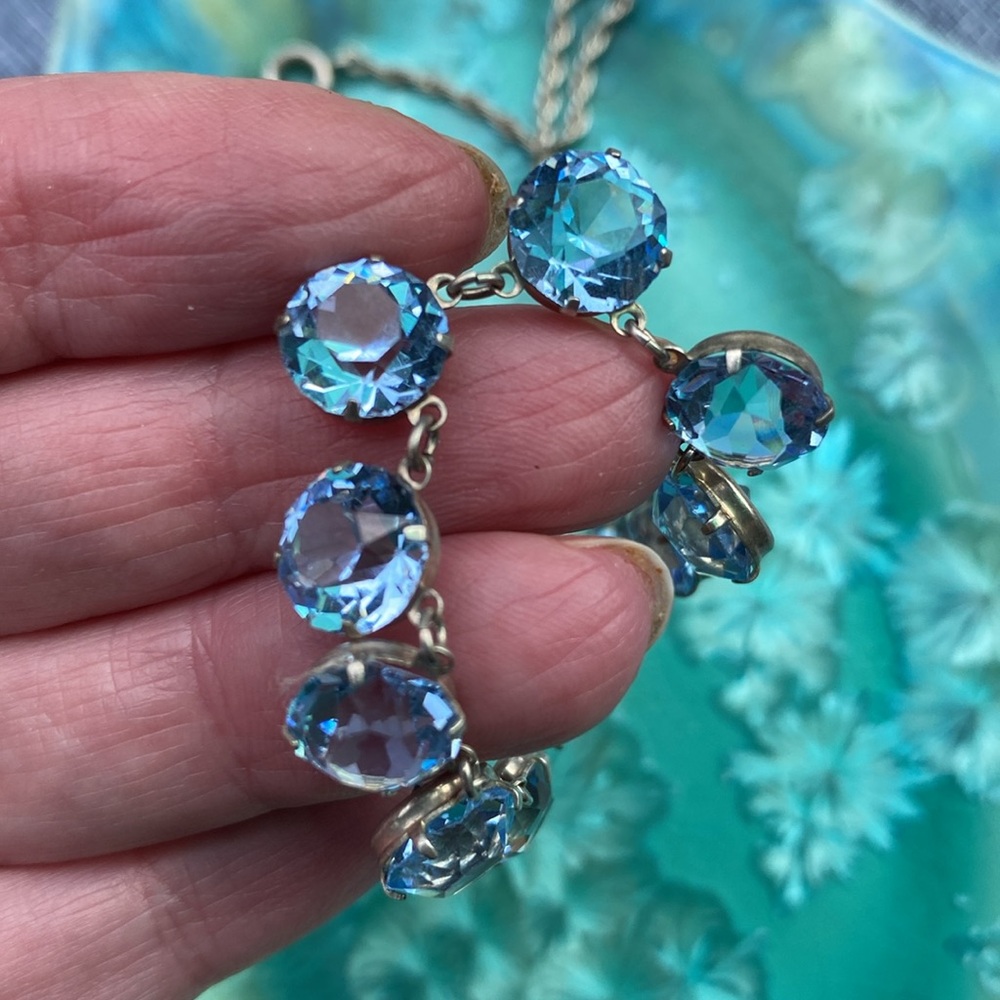Vintage Sterling Silver Blue Stone Necklace - Picture 11 of 15